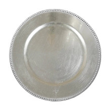 Case of 24 Beaded Silver Acrylic Charger Plate, Plastic Round Dinner Charger Event Tabletop Decor - 13"