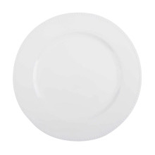 Case of 24 Beaded White Acrylic Charger Plate, Plastic Round Dinner Charger Event Tabletop Decor - 13"