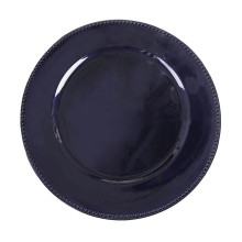Case of 24 Beaded Navy Blue Acrylic Charger Plate, Plastic Round Dinner Charger Event Tabletop Decor - 13"