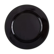 Case of 24 Beaded Black Acrylic Charger Plate, Plastic Round Dinner Charger Event Tabletop Decor - 13"
