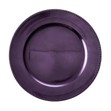 Case of 24 Beaded Purple Acrylic Charger Plate, Plastic Round Dinner Charger Event Tabletop Decor - 13"
