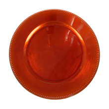 Case of 24 Beaded Orange Acrylic Charger Plate, Plastic Round Dinner Charger Event Tabletop Decor - 13"