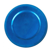Case of 24 Beaded Royal Blue Acrylic Charger Plate, Plastic Round Dinner Charger Event Tabletop Decor - 13"