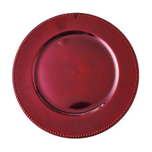 Case of 24 Beaded Burgundy Acrylic Charger Plate, Plastic Round Dinner Charger Event Tabletop Decor - 13"