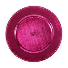 Case of 24 Beaded Hot Pink Acrylic Charger Plate, Plastic Round Dinner Charger Event Tabletop Decor - 13"