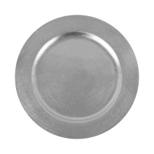 Case of 24 Metallic Silver Round Acrylic Plastic Charger Plates, Dinner Party Table Decor - 13"