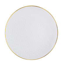 Case of 24 Clear Hammered Design Disposable Charger Plates With Gold Rim, Round Plastic Serving Plates - 13"