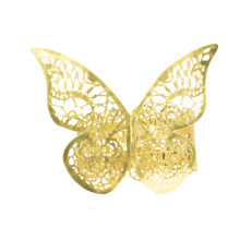 Case of 48 Metallic Gold Foil Laser Cut Butterfly Paper Napkin Rings, Chair Sash Bows, Serviette Holders