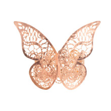 Case of 48 Metallic Rose Gold Foil Laser Cut Butterfly Paper Napkin Rings, Chair Sash Bows, Serviette Holders