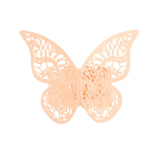 Case of 48 Blush Shimmery Laser Cut Butterfly Paper Chair Sash Bows, Napkin Rings, Serviette Holders