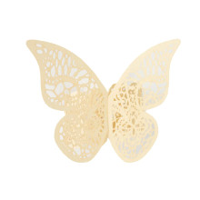 Case of 48 Ivory Shimmery Laser Cut Butterfly Paper Chair Sash Bows, Napkin Rings, Serviette Holders