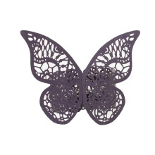 Case of 48 Purple Shimmery Laser Cut Butterfly Paper Chair Sash Bows, Napkin Rings, Serviette Holders