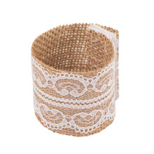 Case of 48 Rustic Boho Chic Burlap and Lace Napkin Rings, Farmhouse Style Jute Serviette Buckles Holder