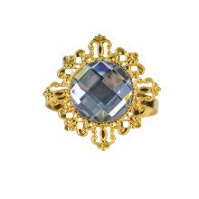 Case of 48 Gold Metal Clear Crystal Rhinestone Napkin Rings, Diamond Bling Napkin Holders