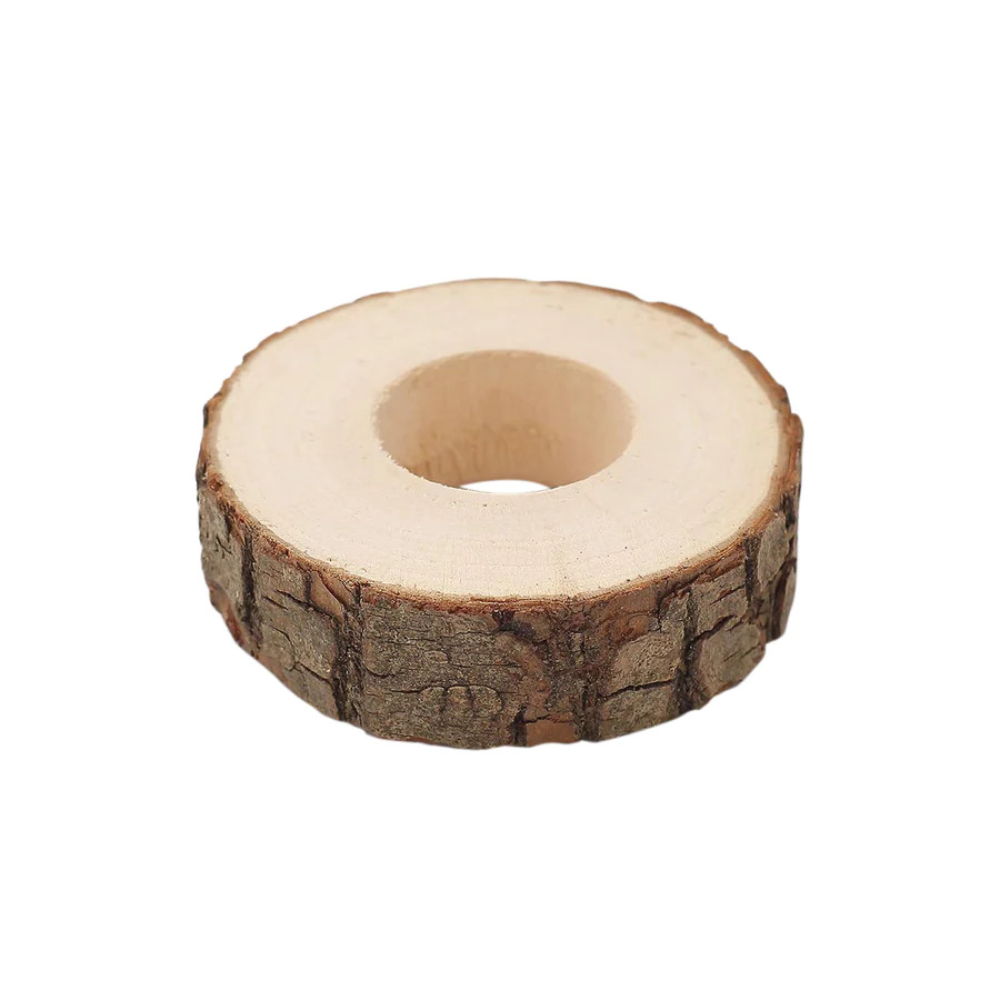 4 Natural 3 in Round Birch Wood Slices Napkin Rings