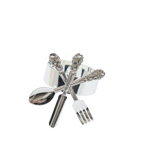 Case of 48 Silver Metal Fork Knife Spoon Design Napkin Rings - Utensil Themed Napkin Holders