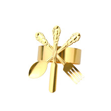 Case of 48 Gold Metal Fork Knife Spoon Design Napkin Rings - Utensil Themed Napkin Holders