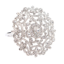 Case of 48 Diamond Rhinestone Silver Metal Flower Napkin Rings, Decorative Napkin Buckle Holders