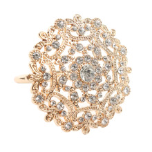 Case of 48 Diamond Rhinestone Gold Metal Flower Napkin Rings, Decorative Napkin Buckle Holders
