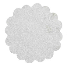 Case of 48 White Vintage Floral Lace Vinyl Placemats, Non-Slip Dining Table Mats - 15"