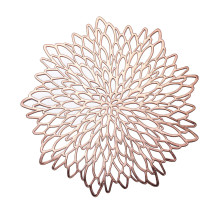 Case of 48 Rose Gold Decorative Floral Vinyl Placemats, Non-Slip Round Dining Table Mats - 15"