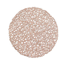 Case of 48 Rose Gold Decorative Woven Vinyl Placemats, Non-Slip Round Table Mats - 15"