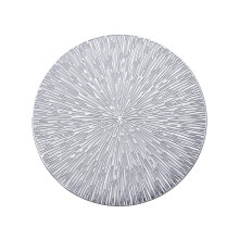 Case of 48 Silver Metallic Non-Slip Placemats, Spiked Design Round Vinyl Table Mats - 15"
