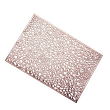 Case of 48 Rose Gold Metallic Floral Vinyl Placemats, Non-Slip Rectangle Dining Table Mats - 12"x18"