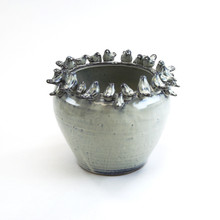 Extra Large Ceramic Gathering Bird Pot - 8.5" W X 7.5" H - 4 Pieces