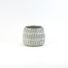 Medium Cream Reactive Glazed Bowl With Triangle Print - 6.7" W X 5" H - 12 Pieces