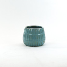 Medium Light Blue Reactive Glazed Bowl With Triangle Print - 6.7" W X 5" H - 12 Pieces