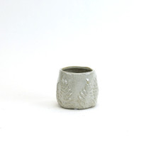Small Beige Reactive Glazed Bowl With Fern Print - 4.7" W X 4.2" H - 24 Pieces