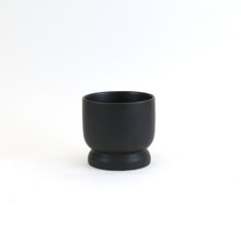 Large Black Ceramic Modern Pedestal Bowl - 6" W X 5.8" H - 12 Pieces