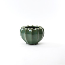 Medium Variegated Green-Brown Ridged Vase - 5.7" W X 3.9" H - 16 Pieces