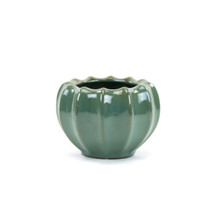 Extra Large Variegated Green-Brown Ridged Vase - 7.6" W X 5.1" H - 8 Pieces