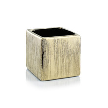 Textured Gold Ceramic Square Cube - 3.75"  - 12 Pieces