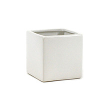 White Glossy Ceramic Square Cube - 3.75" - 12 Pieces