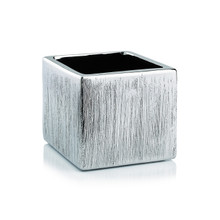 Textured Silver Square Cube - 5.5" X 5.5" X 5" H - 12 Pieces