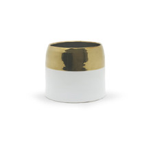 White Ceramic Pot With Gold Rim - 7.5" W X 6.5" H - 8 Pieces