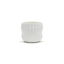 Large Unique White Ceramic Pot - 6.5" W X 6" H - 12 Pieces