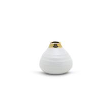 Small White Round Bud Vase With Gold Rim - 3.15"  - 24 Pieces