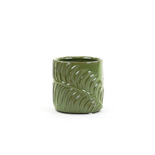 Large Green Fern Cylinder Vase - 6.4" D X 6.5" H - 8 Pieces