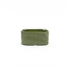 Small Green Fern Ceramic Oval Vase - 5.5" W X 2.7" L X 2.8" H - 36 Pieces