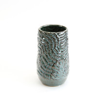 Medium Azure Blue Washed Fern Vase - 5.3" W X 8.7" H - 8 Pieces