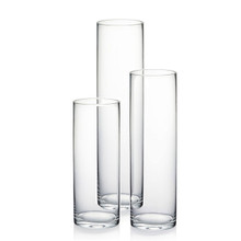 12 Sets - Clear Cylinder Glass Vase Centerpieces - 3 Inch Diameter - 36 Pieces