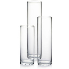 12 Sets - Clear Cylinder Glass Vase Centerpieces - 3 Inch Diameter - 36 Pieces