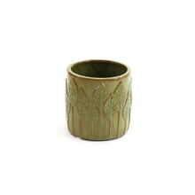 Small Olive Green Leaf Cylinder Vase - 4.1" D X 4.1" - 24 Pieces