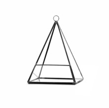 Black Pyramid Geometric Glass Terrarium. 7.5"H - 6 Pieces