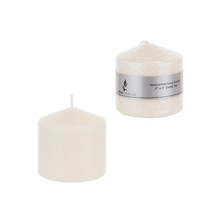 3" X 3" Domed Top Press Unscented Pillar Candle - Ivory - 48 Pieces