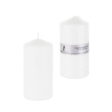3" X 6" Domed Top Press Unscented Pillar Candle - White - 24 Pieces